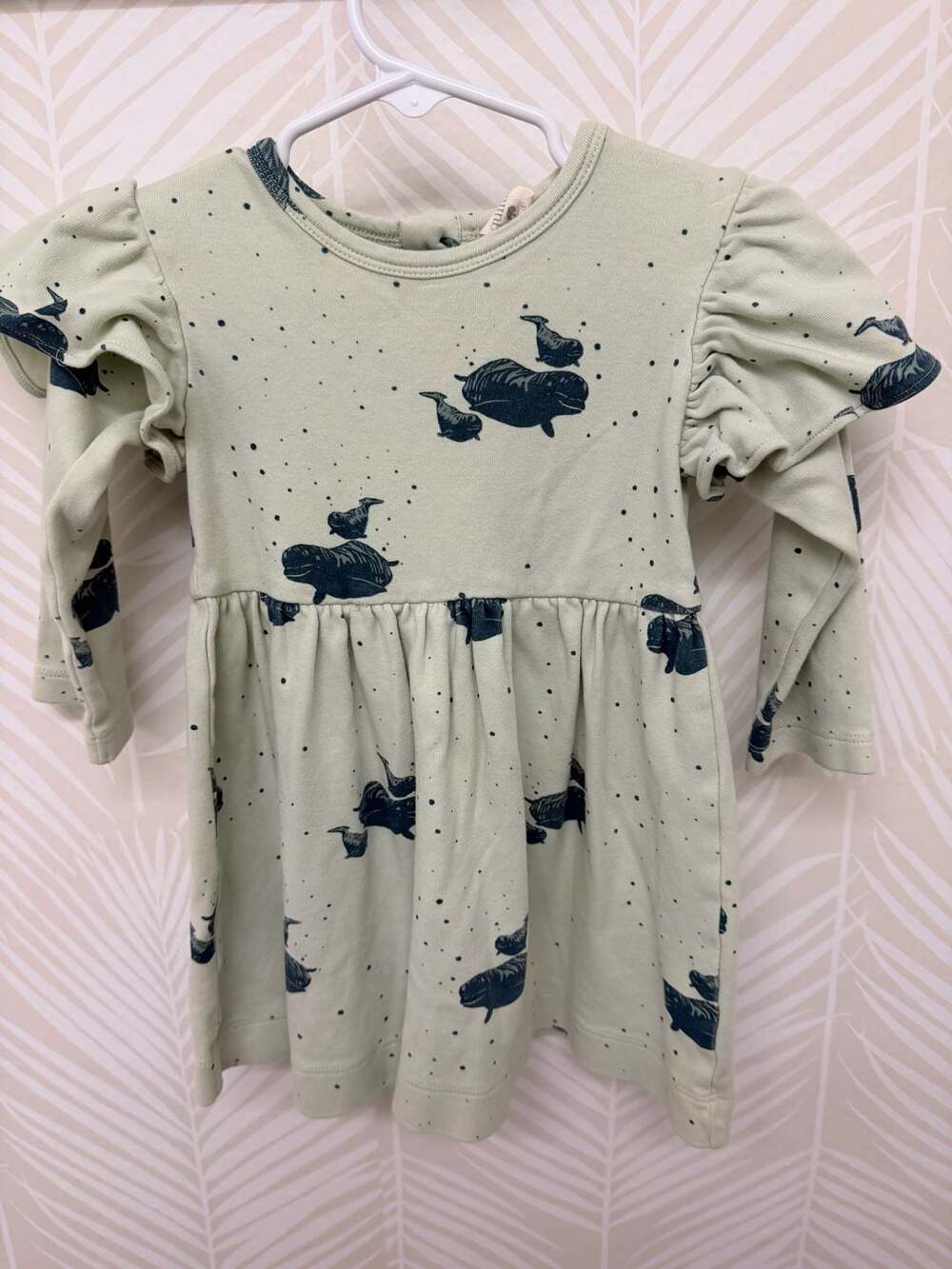 Kate Quinn Long Sleeve Flutter Dress in Beluga Whale Print 18/24